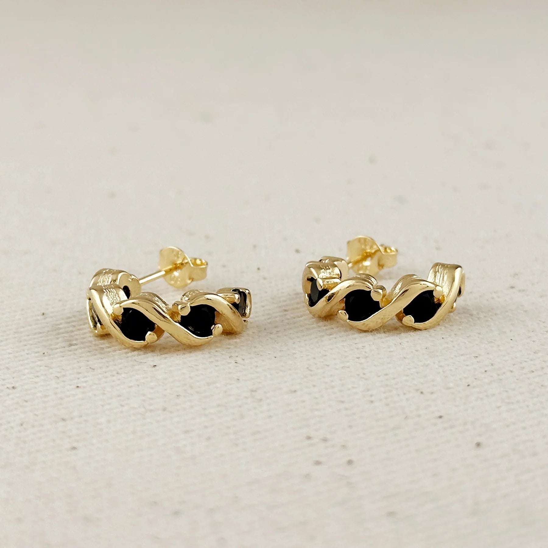 18k Gold Filled Colored CZ Infinity C-Hoop Earrings
