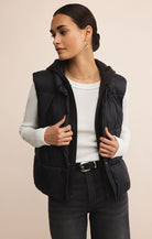 Black Hooded Puffer Vest