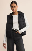 Black Hooded Puffer Vest