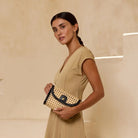 Rose & Lee Co Rattan Crossbody Clutch, Black Leather Bags