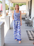 Rose & Lee Co Elina Jumpsuit, Cobalt/White Jumpsuit