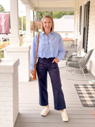 Rose & Lee Co Sasha Top, Blue/White Stripe Work Tops