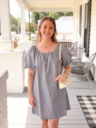 Rose & Lee Co Aleca Dress, Bay Blue Gingham by Marine Layer Casual Dresses