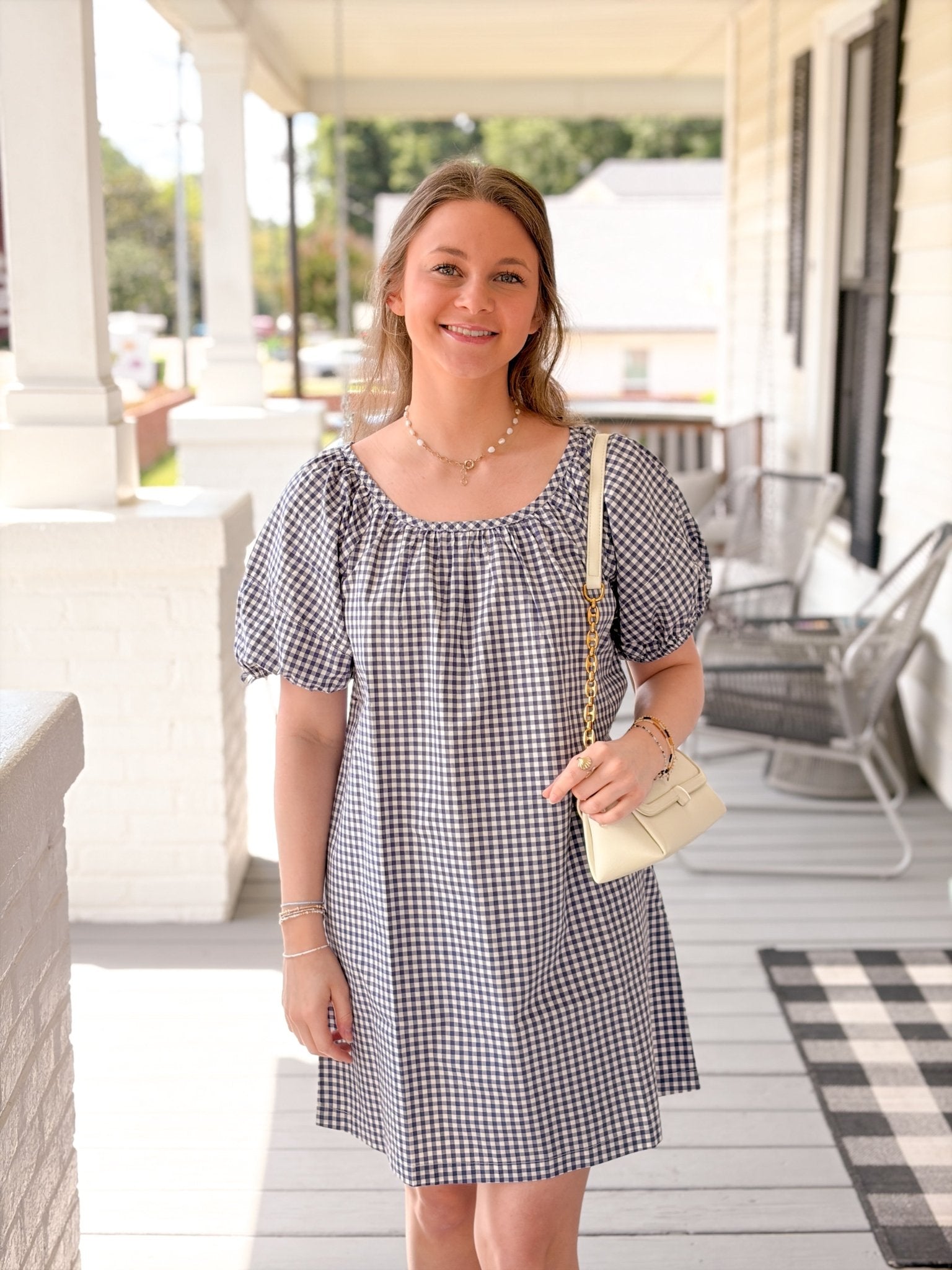 Rose & Lee Co Aleca Dress, Bay Blue Gingham by Marine Layer Casual Dresses