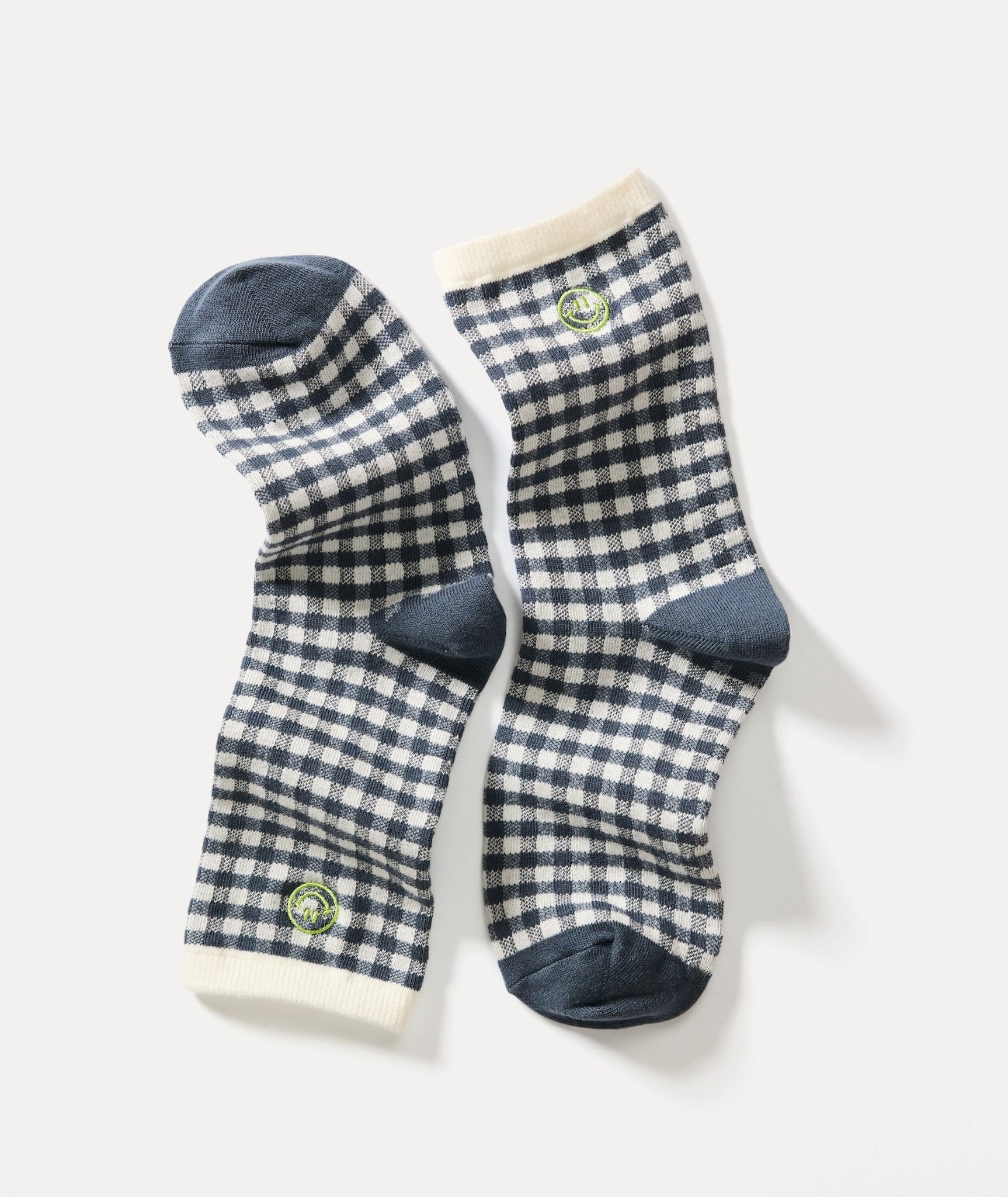 Rose & Lee Co Hi - Ankle Crew Sock, Blue Gingham by Marine Layer Accessories