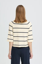 Black/White Striped Half Sleeve Top