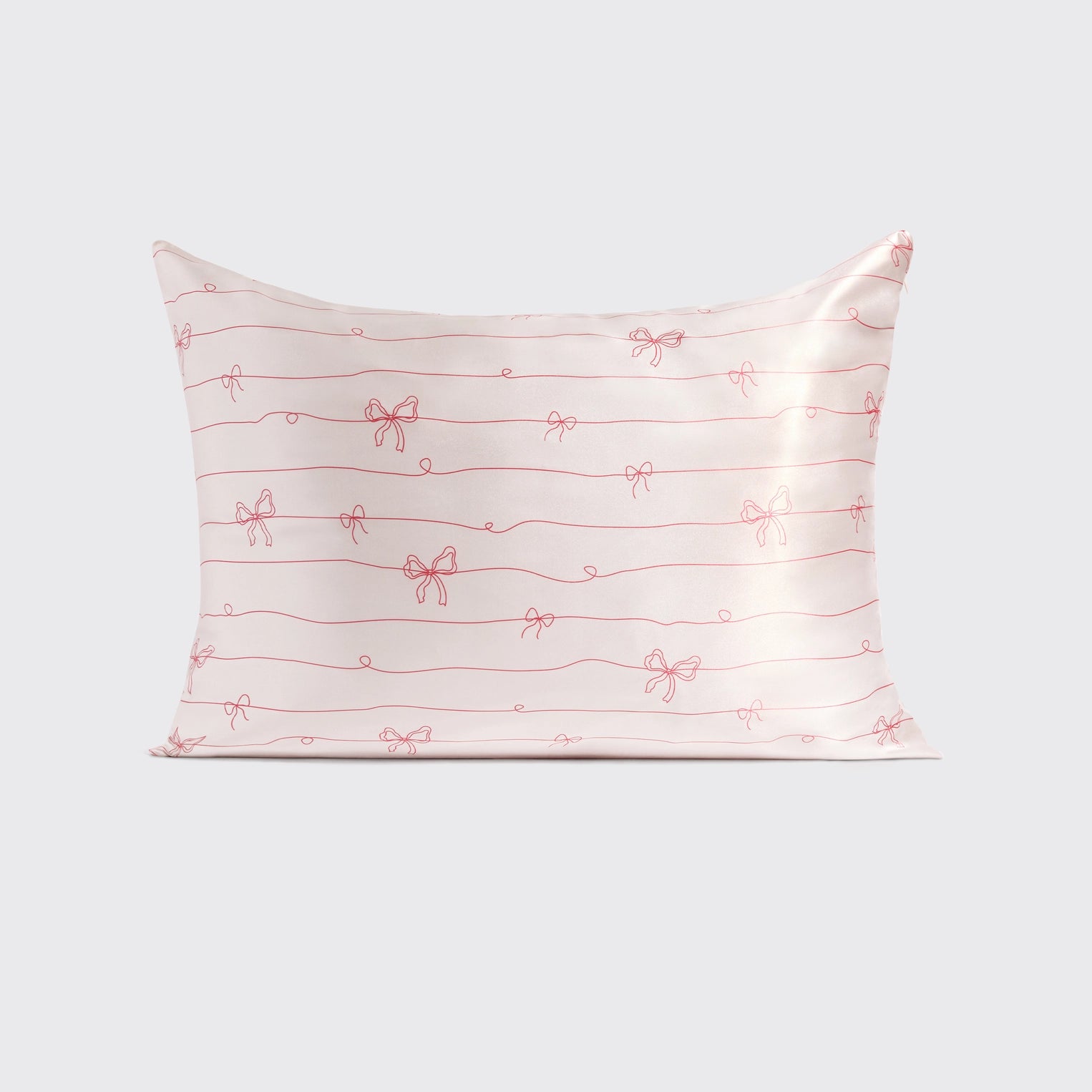 Satin Bow Printed Light Pink Pillowcase