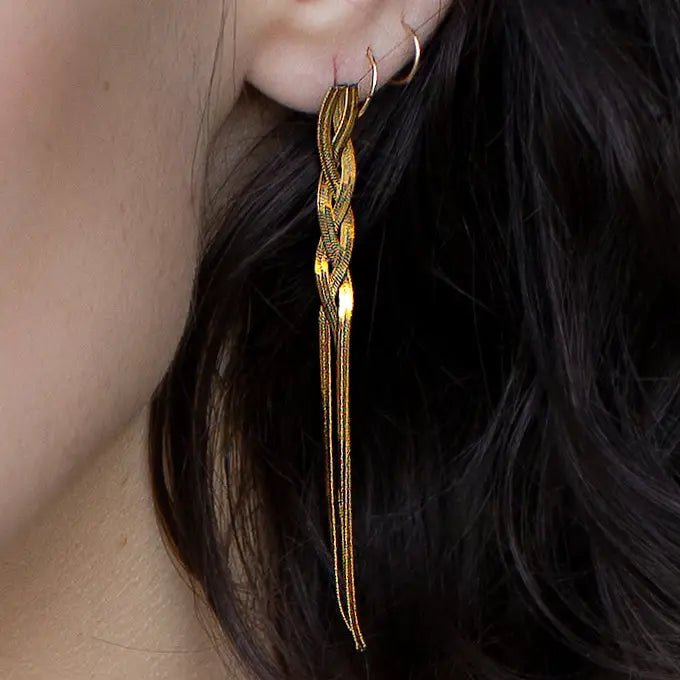 Rose & Lee Co Loom Dangle Earrings, 18k Gold Plated Earrings