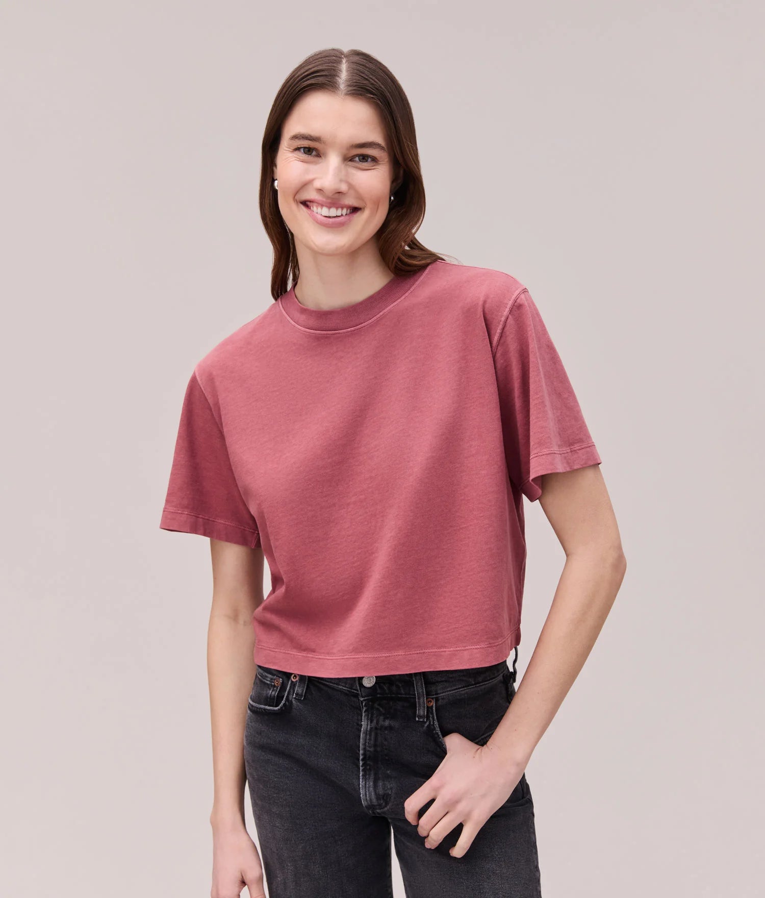 Rose & Lee Co Brecken Top, Marsala short sleeve