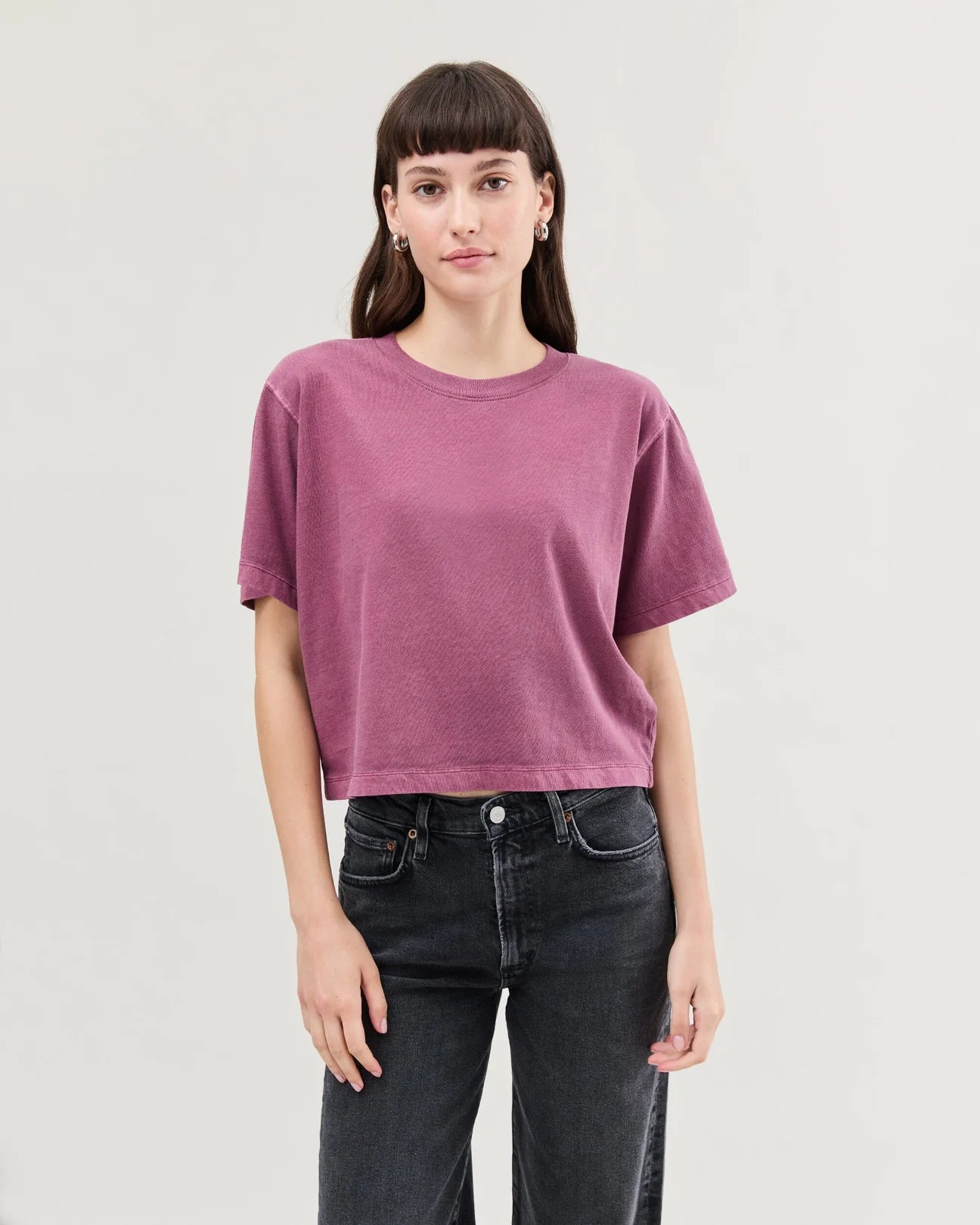 Burgundy Short Sleeve Cropped Top