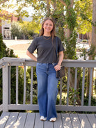 Rose & Lee Co Brecken Top, Stretch Limo Short Sleeve