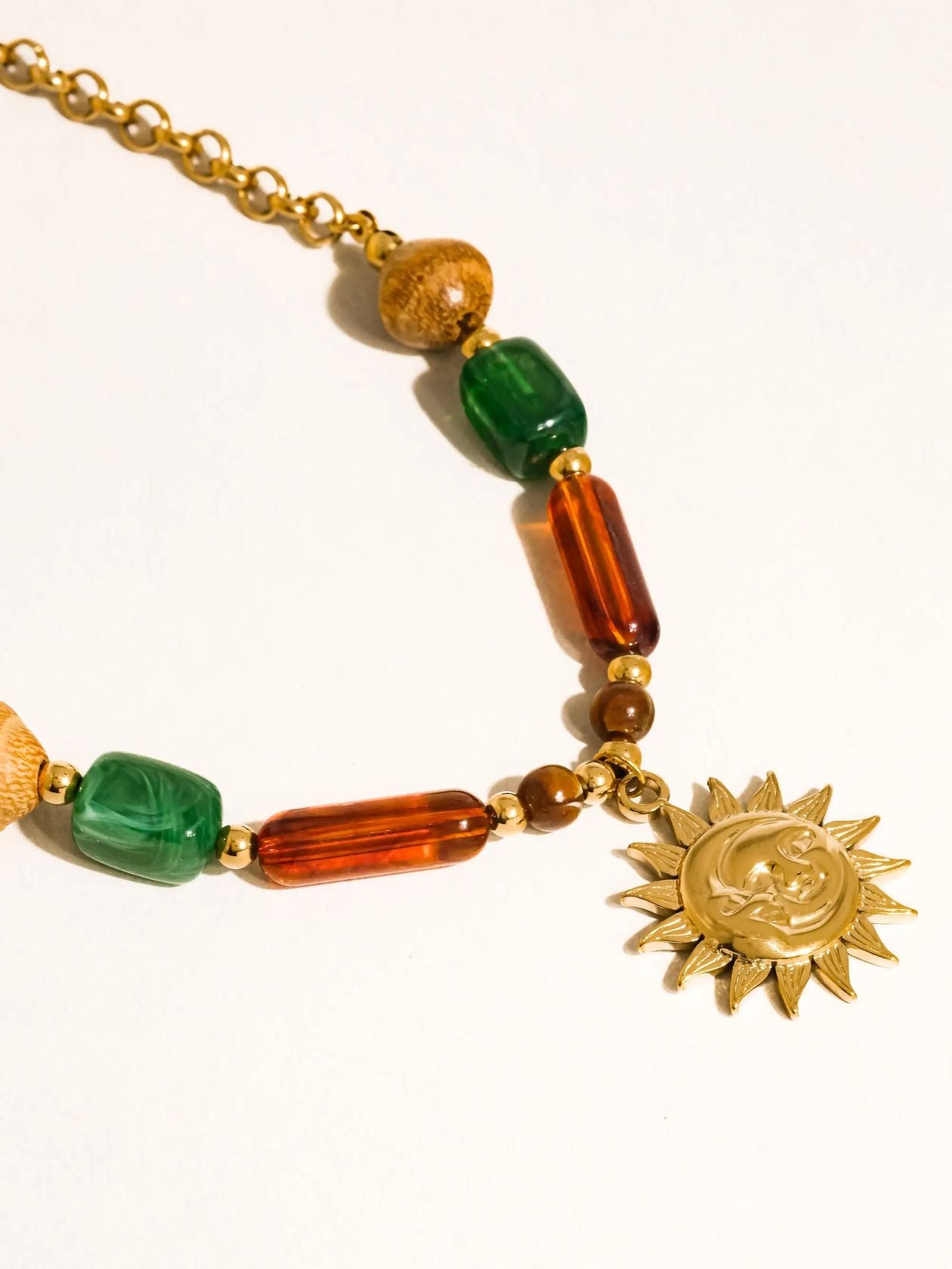 Rose & Lee Co Brisa Sun Pendant Necklace, 18k Gold Necklaces