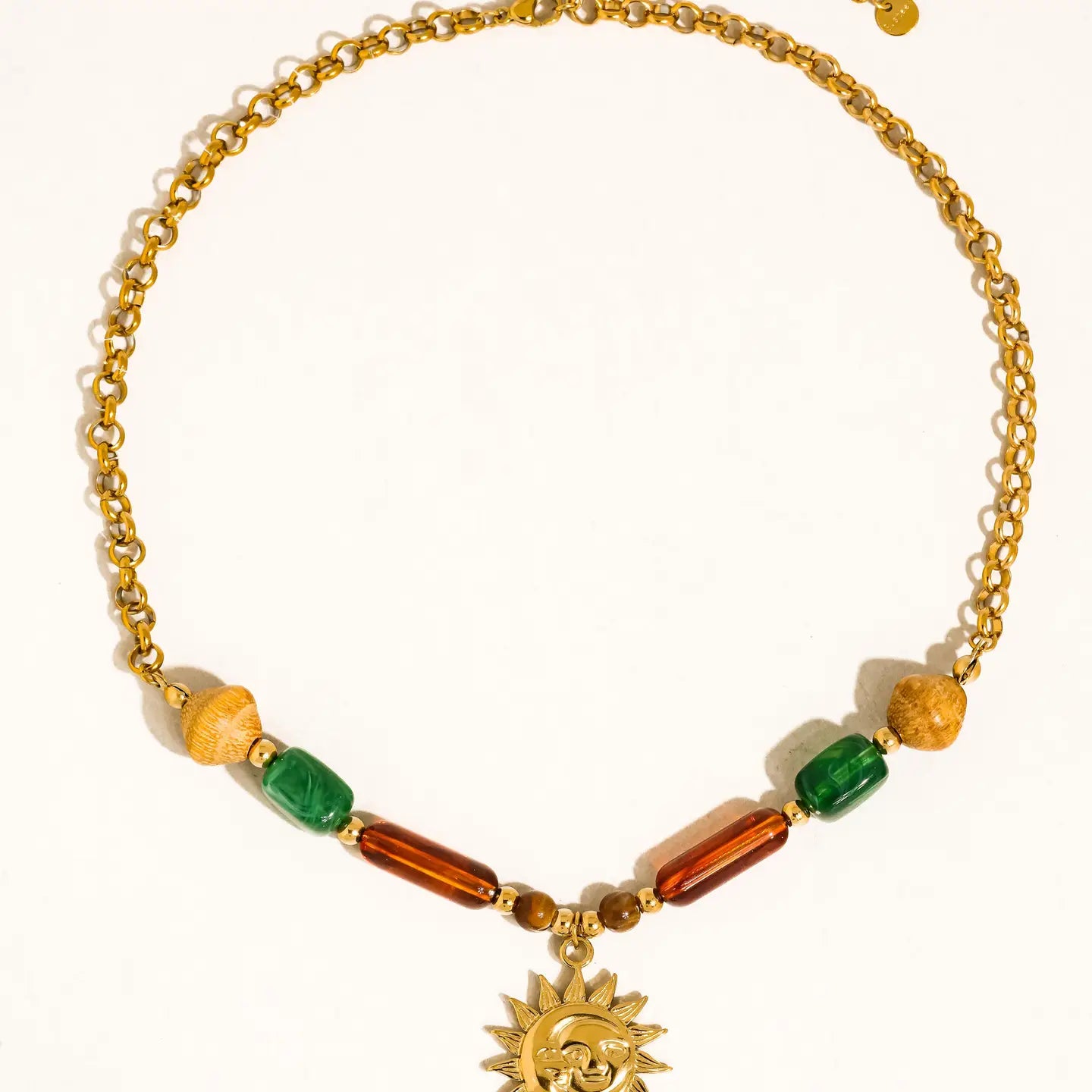 Rose & Lee Co Brisa Sun Pendant Necklace, 18k Gold Necklaces