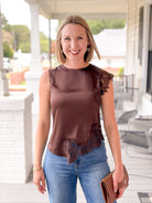 Rose & Lee Co Peyton Top, Brown Work Tops