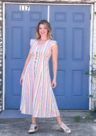 camila dress multi stripe marine layer apex ethical womens boutique