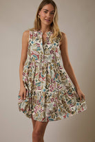 Tropical Print Mini Sleeveless Dress