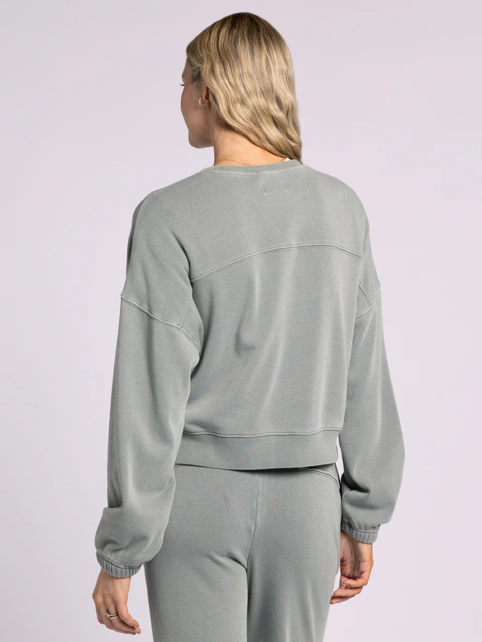 Green/Grey Long Sleeve Cropped Sweatshirt
