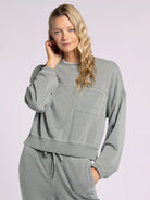 Green/Grey Long Sleeve Cropped Sweatshirt