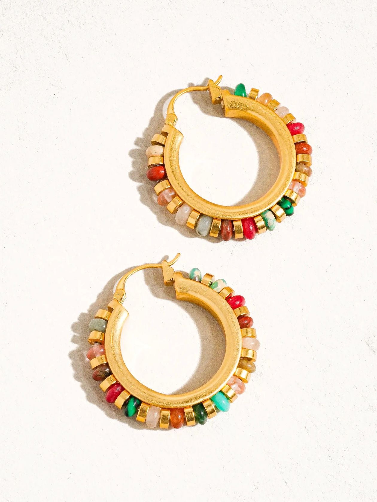 Rose & Lee Co Capri Beaded Hoop Earrings, 18k Gold Earrings