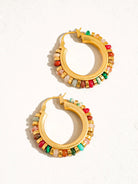 Rose & Lee Co Capri Beaded Hoop Earrings, 18k Gold Earrings