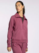Burgundy Long Sleeve Athletic Half Zip