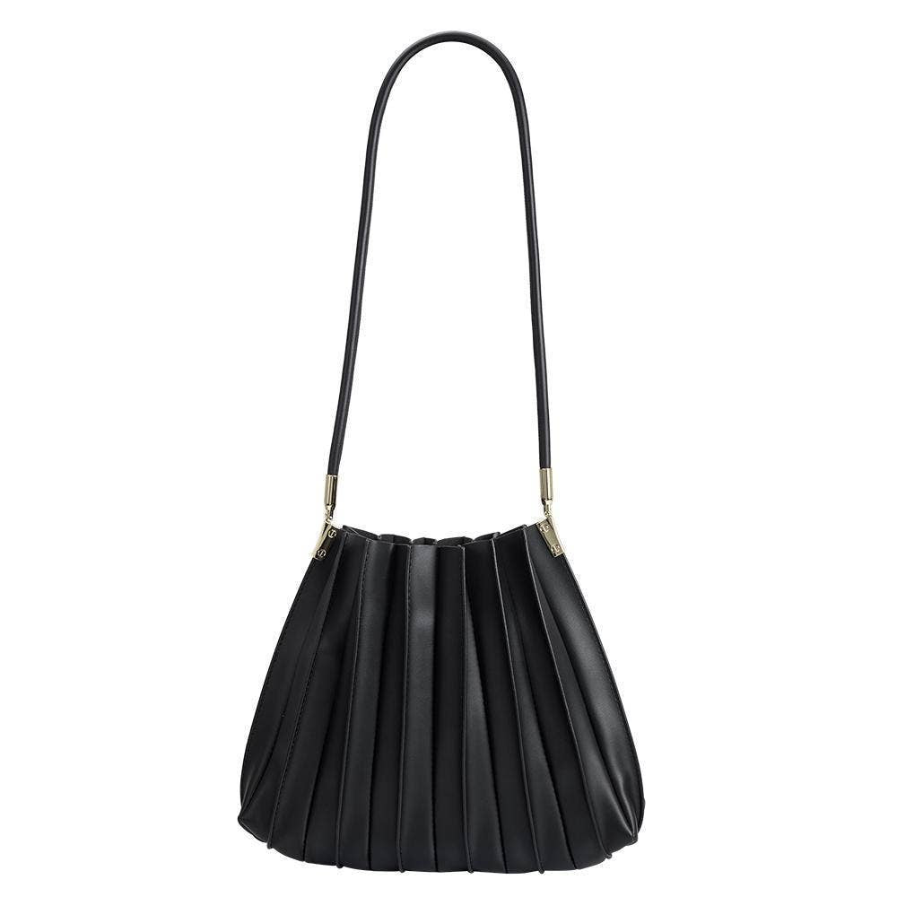 Black Pleated Shoulder Bag