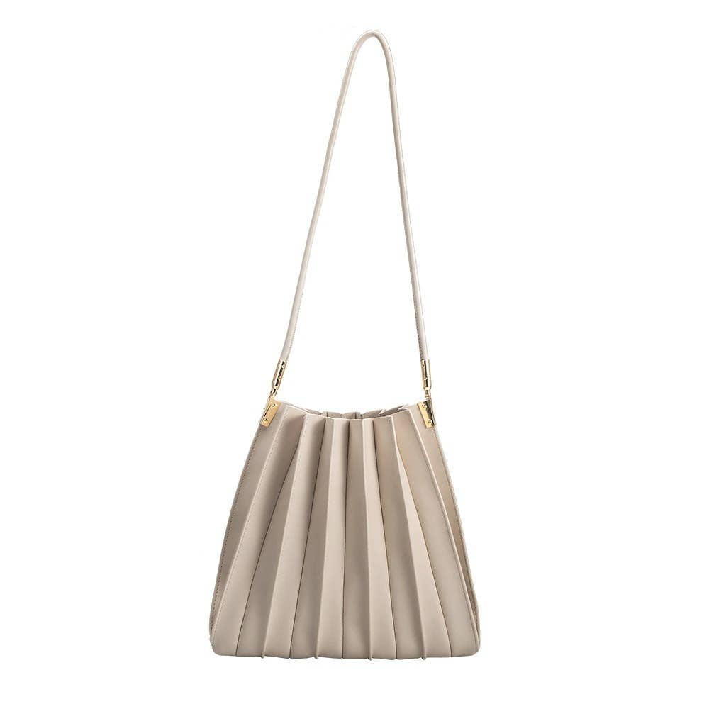Bone Pleated Shoulder Bag