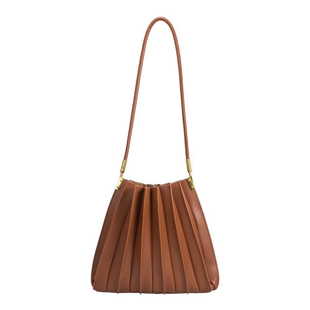 Brown Pleated Shoulder Bag