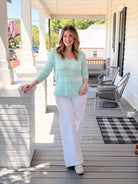 Rose & Lee Co Zella Pullover, Light Aqua Heather Long Sleeve