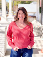 long sleeve, v neck sweater