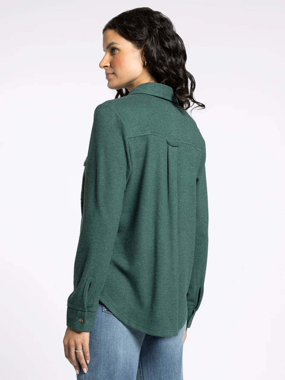 Green Long Sleeve Button Front Top