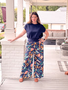 Printed Multi-Colored Wide Leg Pants