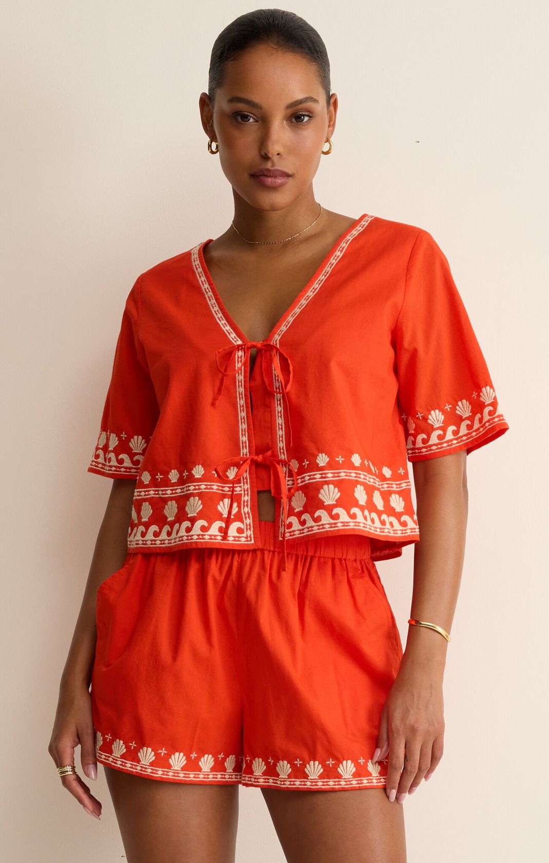 Rose & Lee Co Cast Of Waves Top, Lychee by Z Supply short sleeve