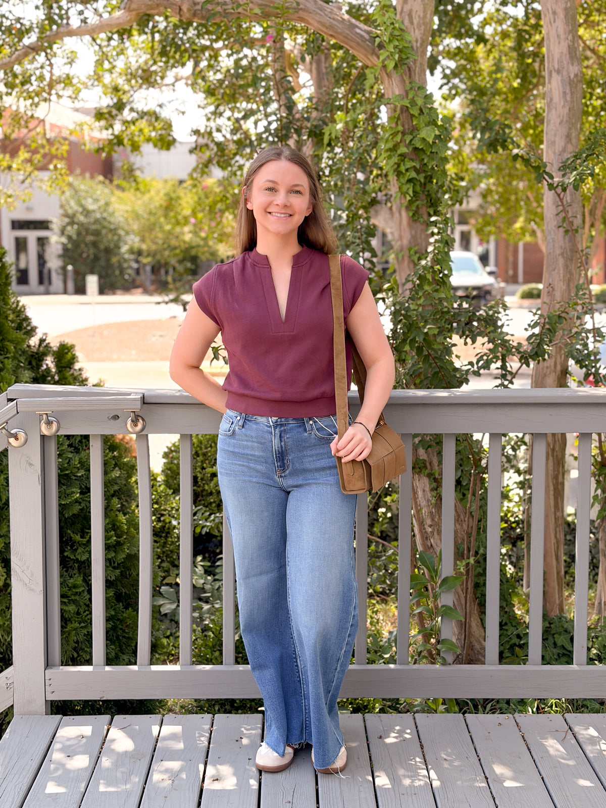 Rose & Lee Co Cate Top, Sangria short sleeve