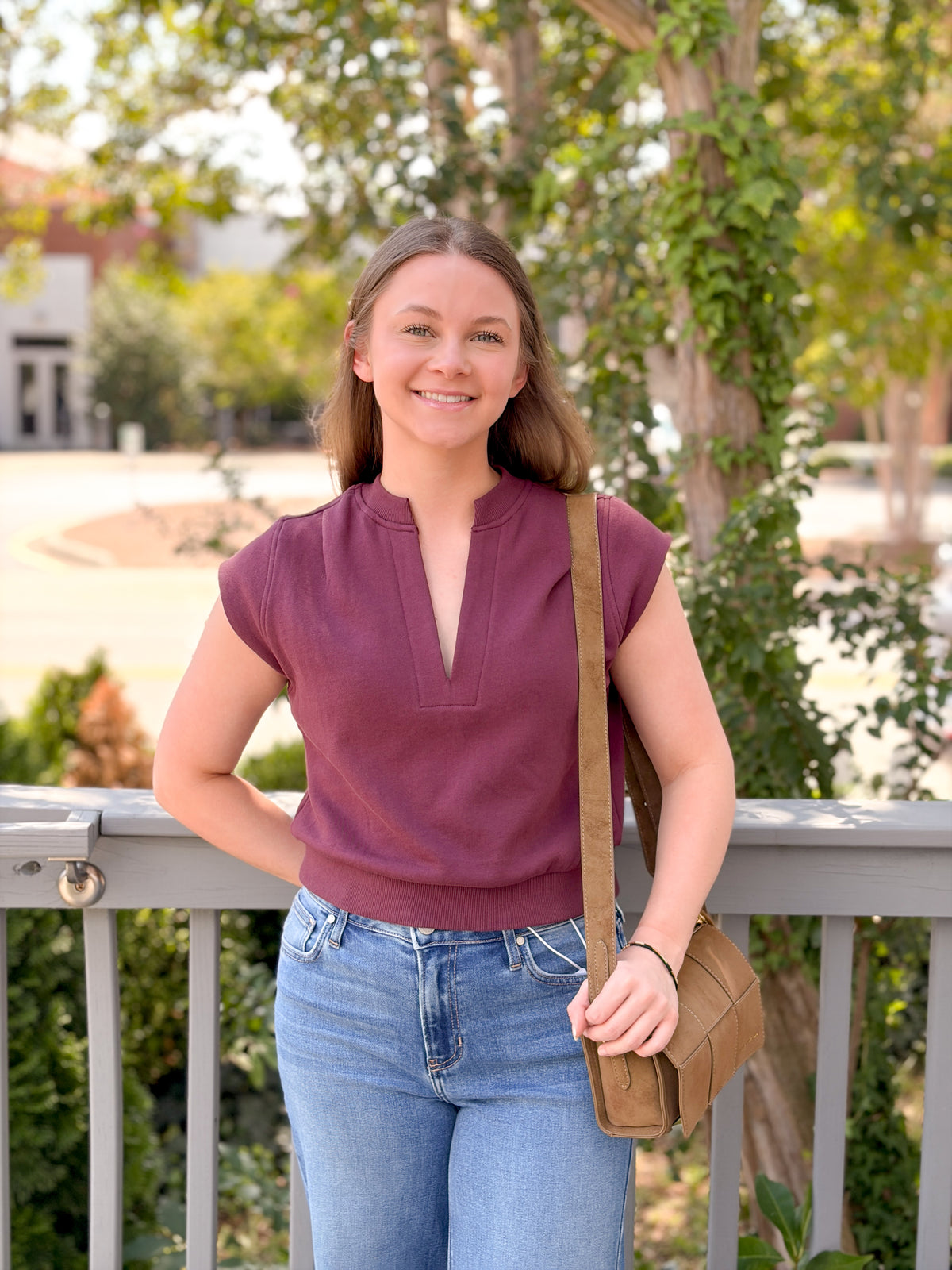 Rose & Lee Co Cate Top, Sangria short sleeve