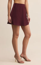 Burgundy Satin Mini Skirt