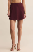 Burgundy Satin Mini Skirt