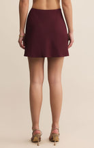 Burgundy Satin Mini Skirt