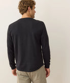 Mens Henley Long Sleeve Top in Charcoal