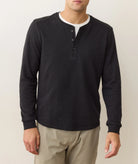 Mens Henley Long Sleeve Top in Charcoal