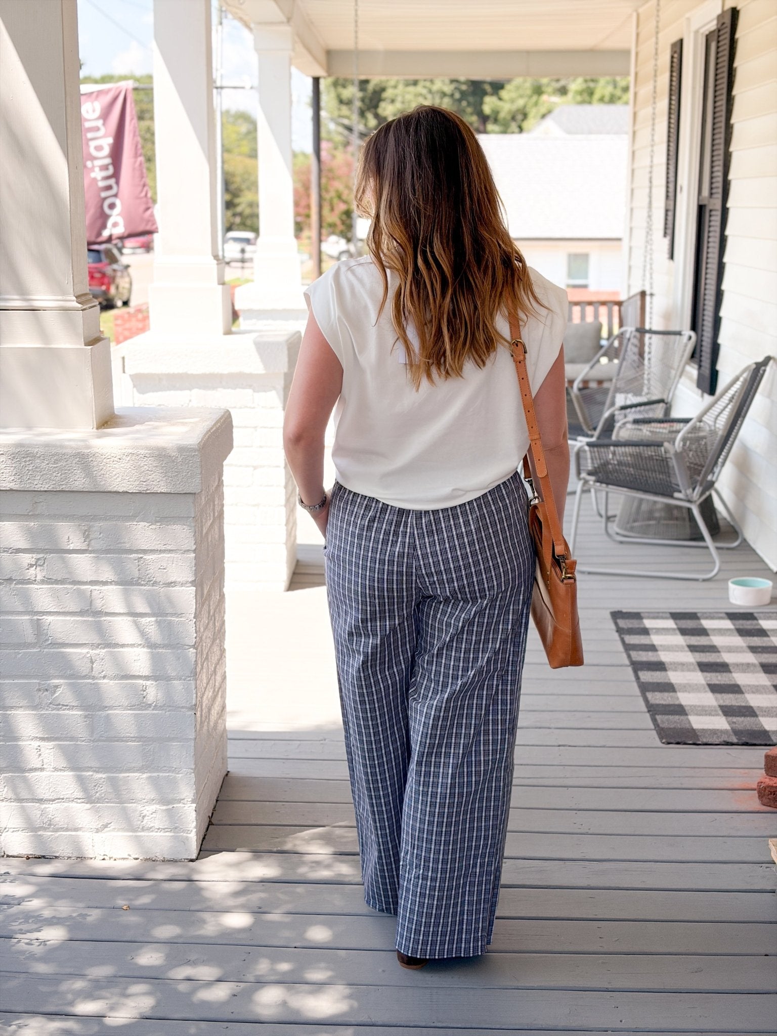 Rose & Lee Co Ashlyn Pants, Black/White Plaid Pants