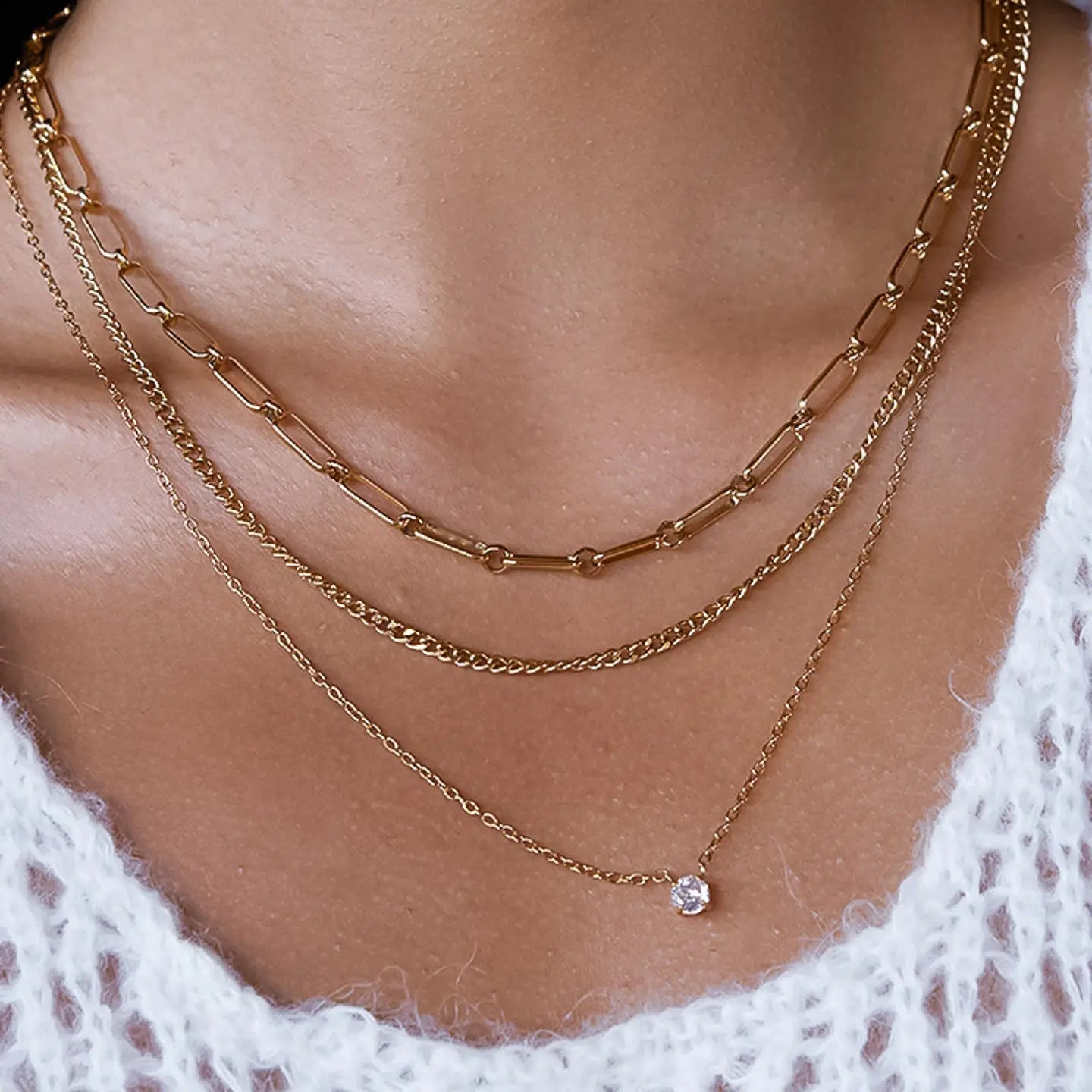 Rose & Lee Co Chavelle Layered CZ Necklace, 18k Gold Necklaces