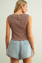 Multi Colored Sleeveless High Neck Tank