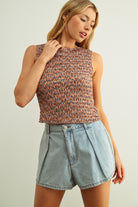 Multi Colored Sleeveless High Neck Tank