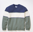 Navy/Green Striped Mens Crewneck