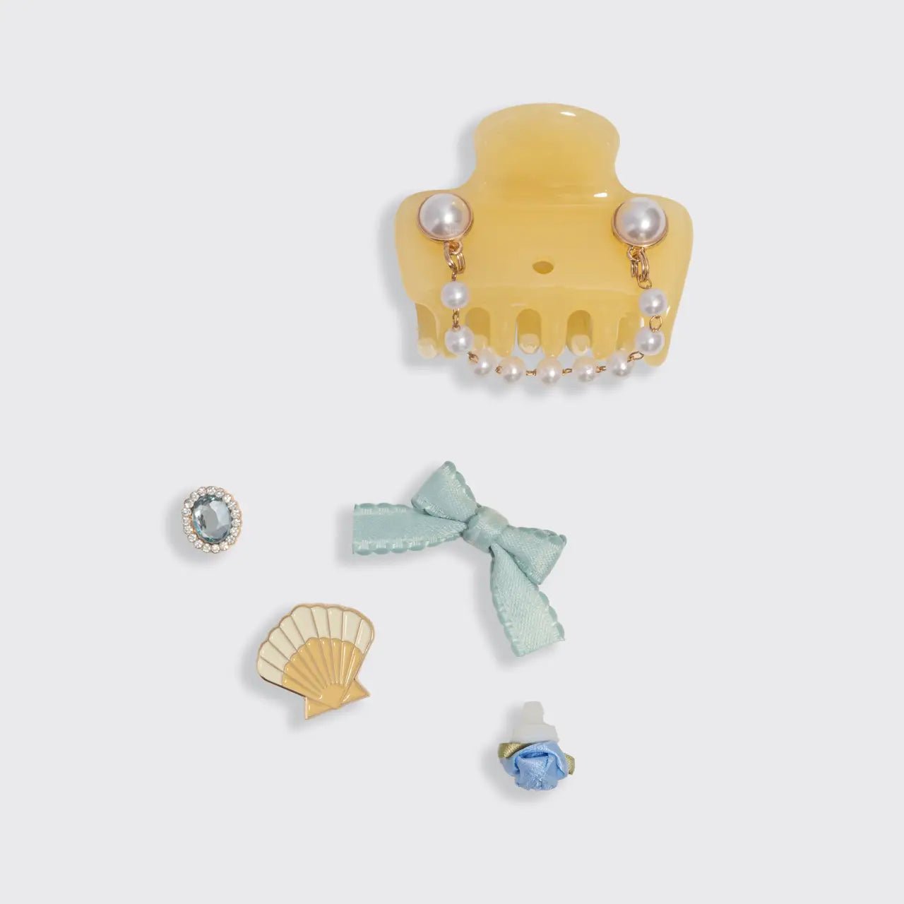 Rose & Lee Co Coastal Cottage Cloud Clip 7pc Set, Butter Yellow Hair
