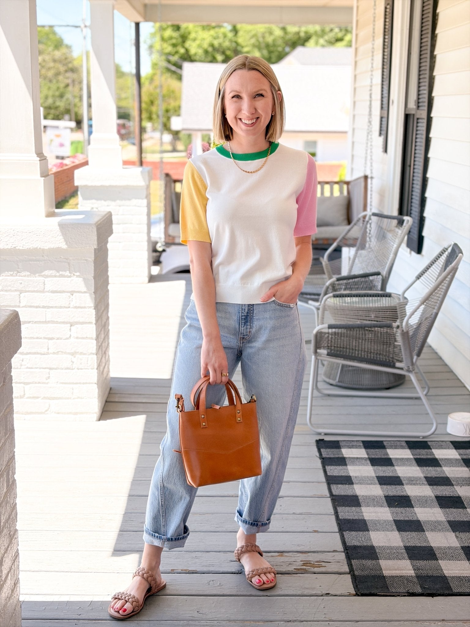 Rose & Lee Co Meredith Top, Multi short sleeve
