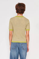 Rose & Lee Co Cora Top, Lavender/Lime Stripe by dRA short sleeve