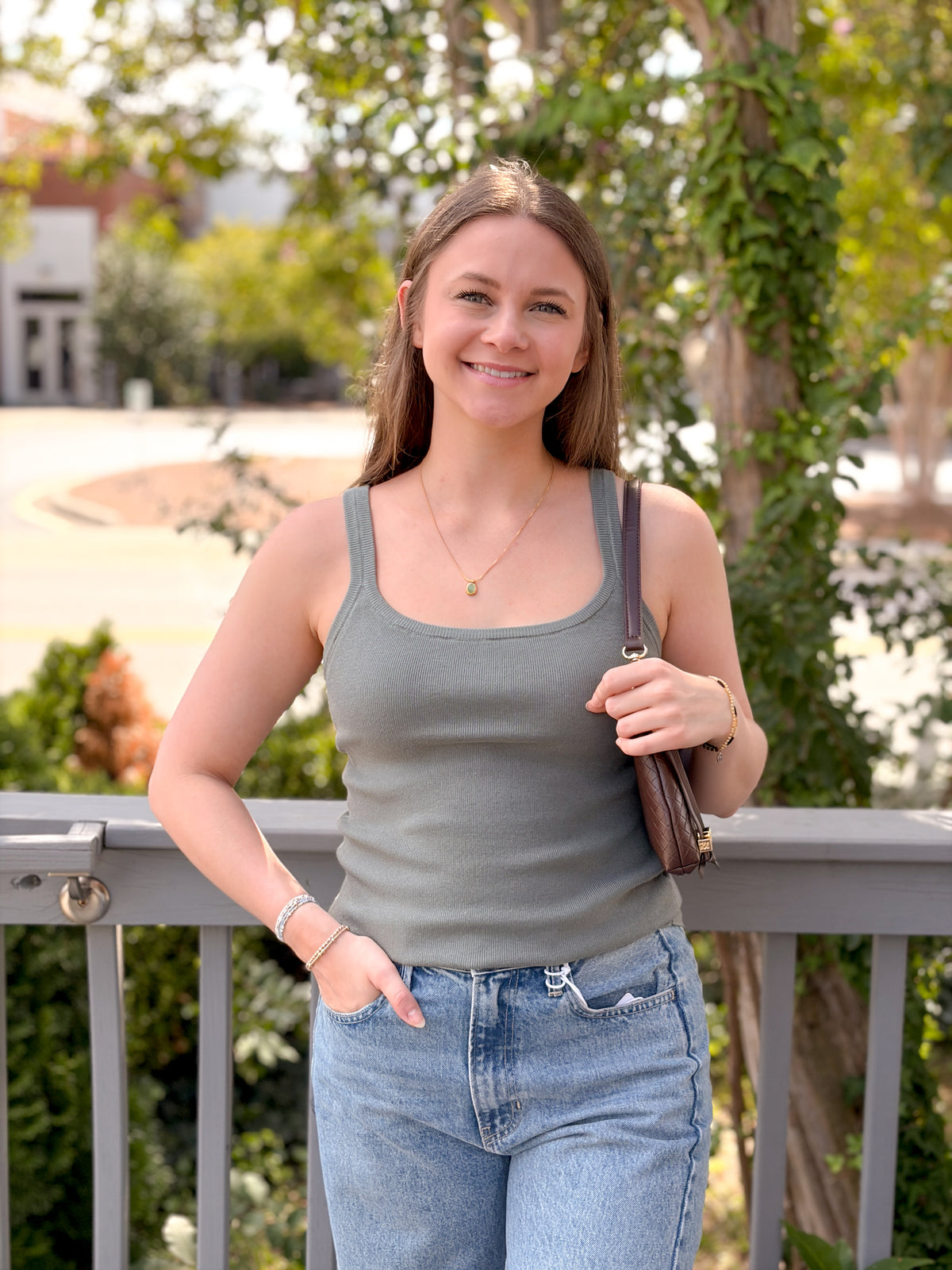 Rose & Lee Co Corinne Tank, Dark Sage Tanks