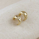 Gold Hammered Crescent Moon Earrings